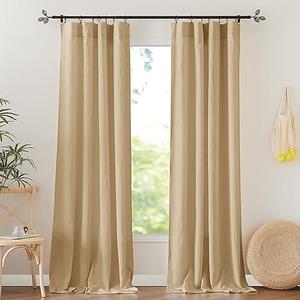 RYB Home Linen Curtains 84 inch Length 2 Panels Set Light Filtering Boho Farmhouse Curtain Half Privacy Window Drapes UV Protection for Living Room, Home Office, Nursery, 52 x 84 - Inch