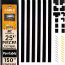 Simple Cord Cable Concealer On-Wall Cord Covers with 6, 25 Raceways  150 Cable Management System Hides Cords, Wires for Wall TVs, Computers  Black