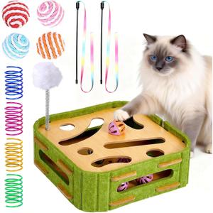 15 Pcs Cat Scratch Puzzle Box, Cat Nail File Enrichment Toy Intelligence Treat Puzzle Feeder Box for Indoor Kitten