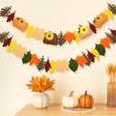 2 Pcs Thanksgiving Felt Garland 9.8 Ft/Piece Thanksgiving Leaves and Pumpkin Banner Garland Artificial Maple Felt Pumpkin with Leaves for Home Mantle Wall Banner Party Supplies