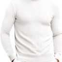 Runcati Mens Mock Turtleneck Sweater Slim Fit Casual Ribbed Knitted Pullover Fall Winter Basic Warm Sweaters (Beige)