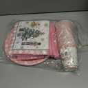 Christmas Party Tableware Decorations,144pcs Pink Christmas Paper Plates and Napkins,Cups,Forks and Knives Xmas Paper Dinnerware for Winter Holiday Party Supplies