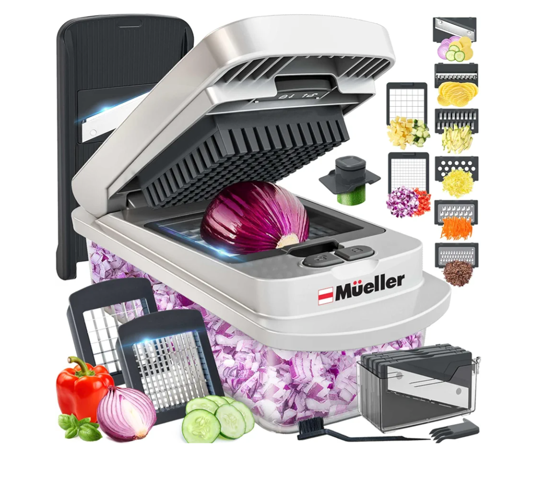 Mueller Pro-Series 10-in-1, 8 Blade Vegetable Chopper, Mandoline Slicer, Food Chopper with Container, Fruit Slicer, Kitchen Gadgets & Accessories, Home Essentials