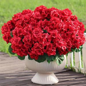 16 Bundles18" Artificial Geranium Flowers for Outdoor Spring Summer Decoration,Fake Silk Geranium Faux Plants UV Resistant for Front Door Planter Outside Home Garden Balcony Yard Porch Decor (Red)