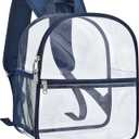 Paxiland Clear Backpack Stadium Approved 12126 with Reinforced and Wider Shoulder Straps, Small Clear Bag for Schools, Concerts, Work, Festivals and Sporting Events - Navy