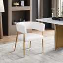 Meridian Furniture 534Cream-C Creston Collection Modern | Contemporary Dining Chair, Rich Cream Durable Linen Textured Fabric Upholstery, Brushed Gold Metal Frame, 24" W x 21.5" D x 29.5" H, Cream