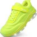 YESKIS Kids Light Up Sneakers for Boys Girls Running Tennis Shoes Lightweight Breathable Led Flashing Fizzzy Athletic Sport, Little Kid and Big Kid