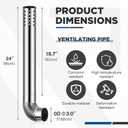 Blulu Stainless Steel Direct Vent Pipe Kit for Tankless Water Heater of 3" Od Elbow and 3" Od x 19.7 Length Horizontal Termination Pipe with Chimney Rain Cap and Clip for Water Heater and Ductwork