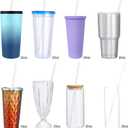 24 Pack, HIGHLY Transparent Reusable Plastic Straws with 4 Cleaning Brushes, 10.5 in Long Drinking Straws, Clear Replacement Straw for 16 24 30 32 OZ Tumblers, Cups, Jars, YETI, Starbucks - BPA FREE