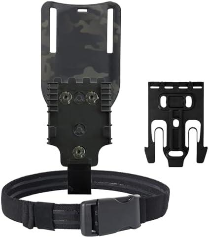 WGLILO QLS Quick Locking System Kit with 2" Mid/Low Ride Belt Loop Adapter, Drop Leg Holster Platform, QLS Fork and Duty Receiver Plate 22 19 & Elastic Leg Strap, CP Black