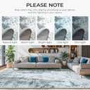 9x12 Area Rugs for Living Room, Large Washable Abstract Modren Indoor Rugs, Non-Slip Soft Non Shedding Floor Carpet for Bedroom Office Dining Room, Blue/Grey