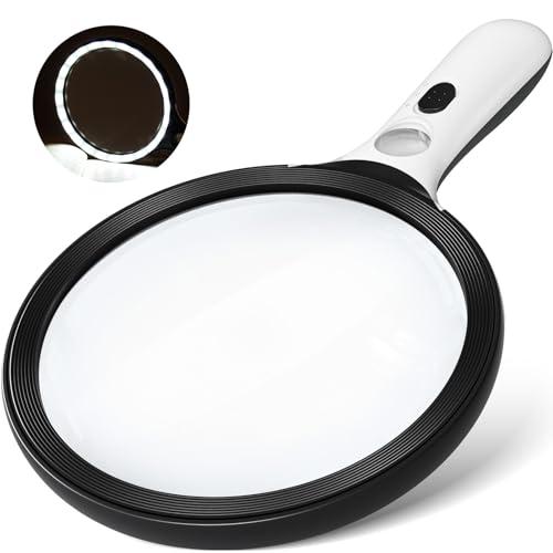 Magnifying Glass with Light Large 5" Lens, 20X 30X Handheld Illuminated Lighted Magnifier 24LED 1UV Light for Seniors, Reading, Coins, Jewelry, Close Work
