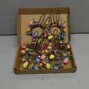 WILLBOND 6 Set Easter Napkin Rings Bunny Wreath Napkin Rings with Handmade Wicker Bunny Ear Easter Eggs Flowers and Leaves Festive Table Decorations for Spring Dinner Parties