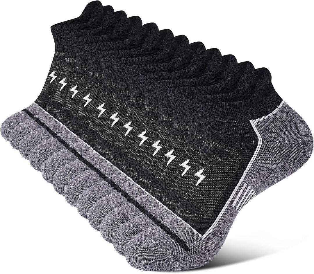 Cirorld Mens Ankle Running Socks, Athletic Cushioned Low Cut Moisture Wicking Cotton Short Sports Socks, 6 Pairs