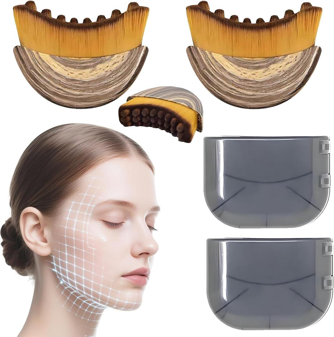 2 x 2 PCS Lymphatic Contour Face Brush,Soft Bristle Facial Dry Brush for Lymphatic Drainage,Gentle Gua Sha Brush Alternative,Face Sculpting Tool for Jawline & Chin,Daily Skincare & Spa Treatment