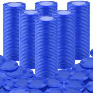 Coopay 1000 Pieces Plastic Poker Chips, Bingo Chips Bulk Learning Counters Disks Poker Card Game, Counting Markers for Math Practice, Game Tokens and Teaching Rewards, 25 mm/ 1 Inch (Blue)