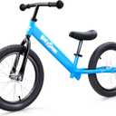 Bicystar 16 Inch Kids Balance Bike for 5-8 Year Old, No Pedals, Air Tires, Footrests, Adjustable Height for Big Boys, Girls (Blue)