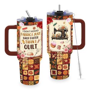 TNASURHUS 40oz Sewing Tumbler with Handle, Quilting Gifts for Quilters, Sewing Gifts for Women Mom Grandma, Quilting Tumblers for Quilters, Sewing Lovers Birthday Gifts