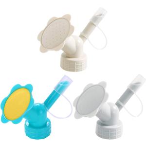 LuFOX 3Pcs Plastic Dual Head Bottle Cap Sprinkler, Bottle Watering Spout Bonsai Watering Can for Indoor Seedlings Plant, Garden Tool (Blue, Gray, Beige)