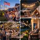10Ft String Light Poles 4 Pack, Thickened Metal Outdoor Light Poles, 180-Day Rust Tested, with Fence Brackets, Heavy Duty No Wobble, Rustproof Stand for Patio, Backyard, Wedding Party Decor