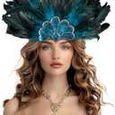 Black Feather Sequin Headwear Carnival Headpiece Showgirl Cosplay Accessories for Women 