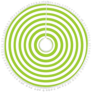 MACTING Christmas Green and White Tree Skirt 30 Inch Small Annual Rings Tree Mat with Pom Poms Little Xmas Tree Cover for Halloween Holiday Indoor Home Party Xmas Decorations