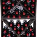 Wine Racks countertop Solid Wood Stackable Storage Rustic Retro Cube 48-Bottle Wooden Wine Rack Wine Cabinet(48BottleBlack)