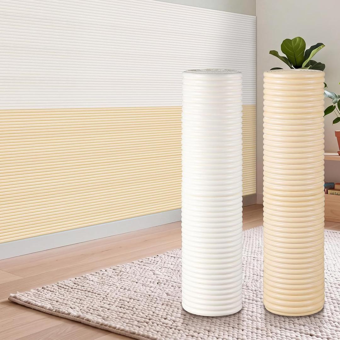 23.6 x 78.7 Inch Wall Padding for Kids, White, Beige, 2 Roll