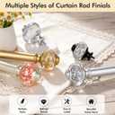 Silver Curtain Rod 32 to 58 Inch, Decorative Drapery Rods, 2 Pack