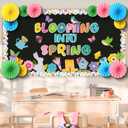 Eersida Valentines Day Bulletin Board Decorations with Paper Fans Spring Classroom Bulletin Board Set Colorful Heart Flower Cutout for Valentines Springtime Holiday School Wall Decor(Spring)