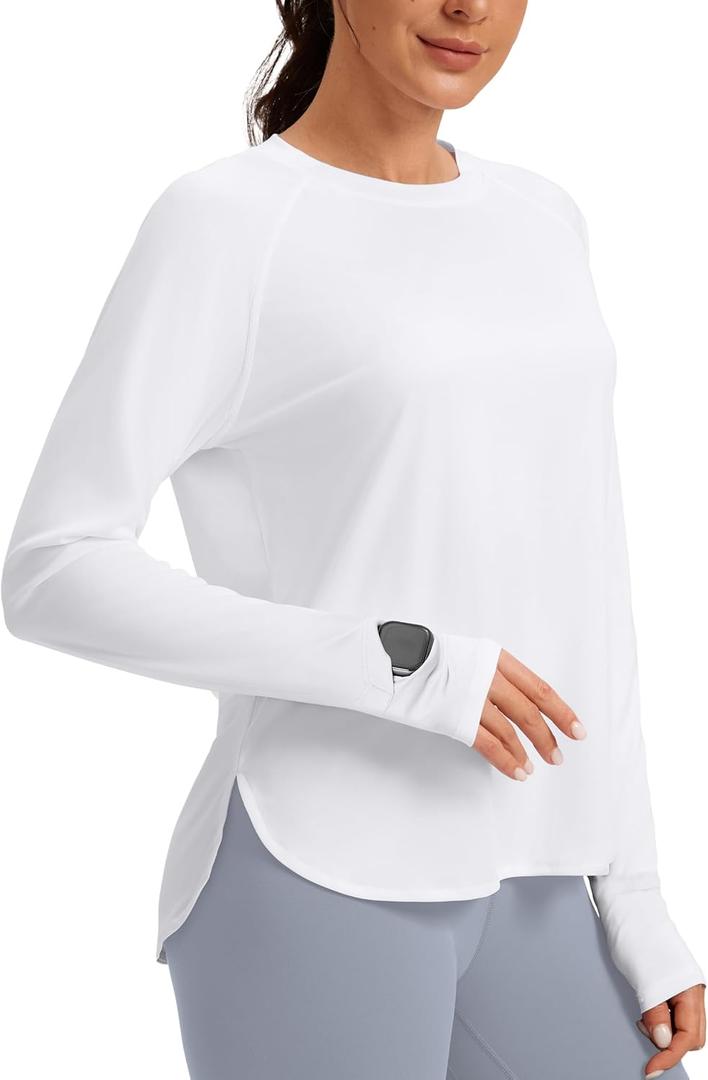 Women's Sun Shirts UPF 50+ Long Sleeve Uv Protection Shirts Lightweight Quick Dry SPF Clothing Outdoor Hiking Tops (White, XL)