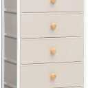Crestlive Products Tall Dresser, 8-Drawer Fabirc Storage Tower, Chests of Drawers - Vertical Organizer Unit for Bedroom, Hallway, Entryway, Nursery, Closets - Steel Frame, Wood Top & Handles (Beige)