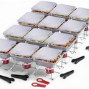 12 Pack - Disposable Chafing Dish Buffet Set, Welded Body Food Warmers for Parties, 2hr Fuel Cans Complete Set, Half Size Pans, Warming Trays