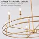 Brushed Gold Chandelier Light Fixture 9-Light Round Dining Room Chandelier Over Table Brass Chandeliers Lighting for Master Bedroom 35in Metal Chandeliers for Living Room Foyer Bathroom