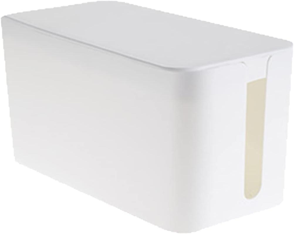 Cable Management Box,Cord Organizer Box for Home and Office System to Cover and Hide & Power Strips & Cords,Surge Protector (Small, White)