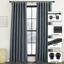 2 Pack Matte Black Curtain Rods, 48-84" Adjustable, Heavy Duty 1 Inch Diameter with Ball Finials
