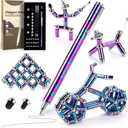 Juboury Upgraded 55 PCS Magnetic Fidget Pen Set, DIY Deformable Magnet Toy Pen with 30 Steel Balls, Multi-Functional Writing & Stylus Gel Pen with 5 Refills, Novelty for Teens Men Adults