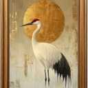 Framed Japanese Zen Crane Wall Art 16x24in