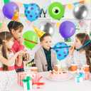 FYSUIMU 60Pcs 12 In Cartoon Monster Theme Balloons Green Purple Blue Silver Latex Balloons for Birthday Baby Shower Party Decor