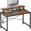 Pamray 32 Inch Small Computer Desk with Monitor Stand, Simple Office Desk with Headphone Hook for Small Spaces, Kids Study Writing Table for Bedroom, Vintage