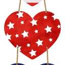 4th of July Decorations Patriotic Wreath Heart Hanging Decor 4th of July Wreaths for Front Door Wooden Front Door Decorations Memorial Day Fourth of July for Porch Wall Indoor Home Decor