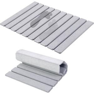 Foldable Stone Bath Mat,24x 16 Quick Dry Stone Drying Mats for Bathroom, Super Absorbent, Non Slip, Large Diatomaceous Earth Dish Drying Mats for Kitchen Counter, Gray 