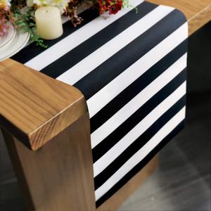 Table Runner Black and White Striped Pattern for Anniversary Runner Dinner Party Supplies Birthday Party Wedding Winter New Years Decorations 12x72 Inches