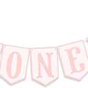 Pink and White Highchair Banner - Bow One Banner, Pink White Party Decor- Girl First Birthday Decor Cake Smash Prop (BOW PINK ONE)