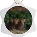 3dRose Snowflake Ornament - Capybara, Youngsters Along The Edge - 3-inches (ORN_330570_1)