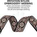Electric Guitar Straps, Embroidery Leather Ends Guitar Straps Acoustic & Bass, Adjust 36'' to 60''