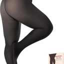 MARTIZA Plus Size Fleece Lined Tights Women, Fake Translucent Thermal Winter Leggings, Warm Thick Pantyhose for Cold Winter. (X-Large-XX-Large Plus)