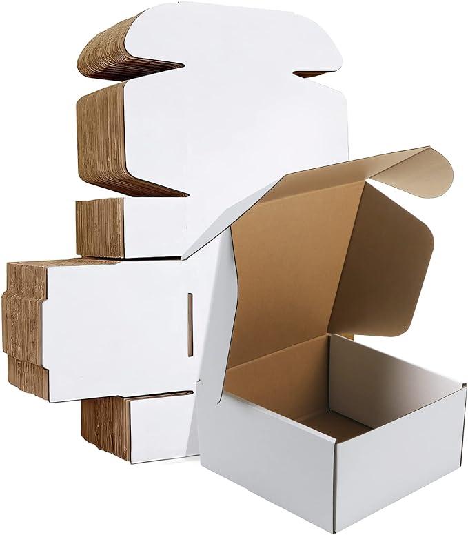 Shipping Boxes Set of 28,White Corrugated Cardboard Box Literature Mailer for Mailing Packing Gifts Small Business (8 X 8 X 6 inches)