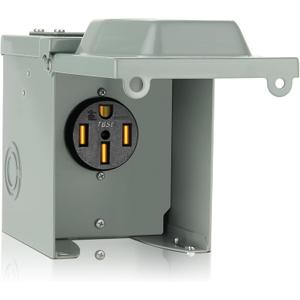 WELLUCK RV Power Outlet Box | 50A 125/250V, NEMA 14-50R Receptacle | Enclosed & Lockable | Weatherproof Plug for Travel Trailer, RV Camper, Generator Temporary Hookup