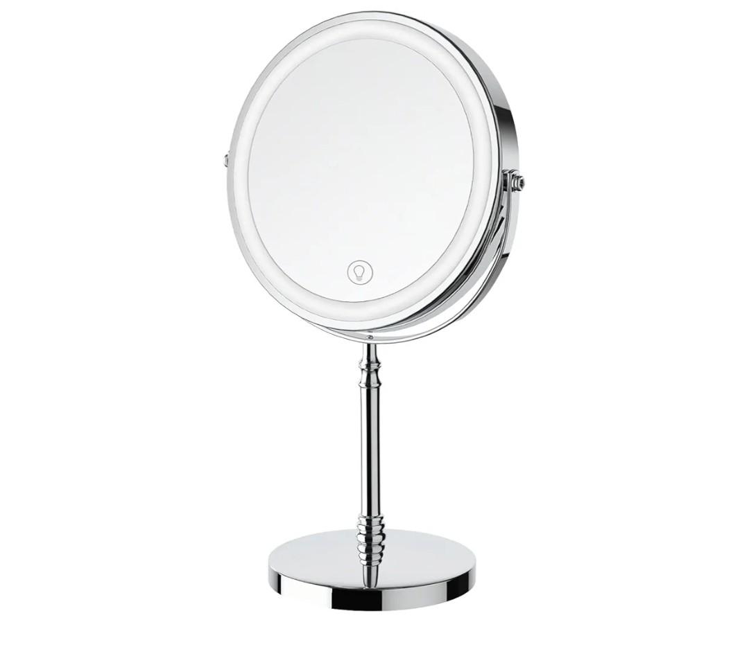 Lighted Makeup Mirror, 3000 mAh Rechargeable Double Sided Magnifying Vanity Mirror with 3 Colors, 1x/10x, 360° Rotation , Brightness Adjustable Magnification Cosmetic Light up Mirror, Women Gift